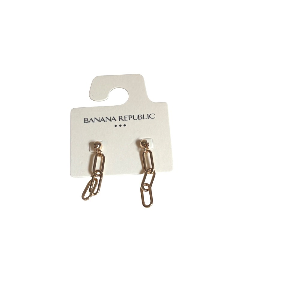 Banana Republic Factory Gold Tone Paperclip Link Drop Earrings 679415-00-1 NEW